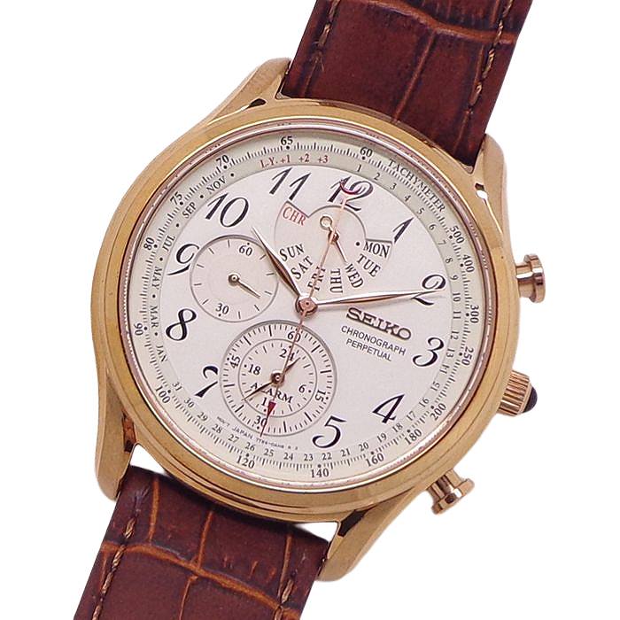 セイコーメンズ 腕時計SPC256P1パーペチュアルカレンダーアラームクロノグラフウォッチ並行輸入海外版