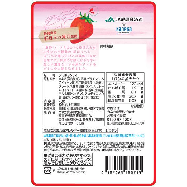 6袋セット 販売 グミ 乳酸菌入り 静岡いちごグミ カネカ食品 紅ほっぺ 美味しい スッキリ 甘味と酸味の絶妙なバランス 濃厚なコク さわやかな味わい 果汁ジュレ ラブレ乳酸菌 静岡県産 いちご イチゴ 苺 JA静岡経済連 カネカ食品 共同開発 コラボ 二重構造グミ